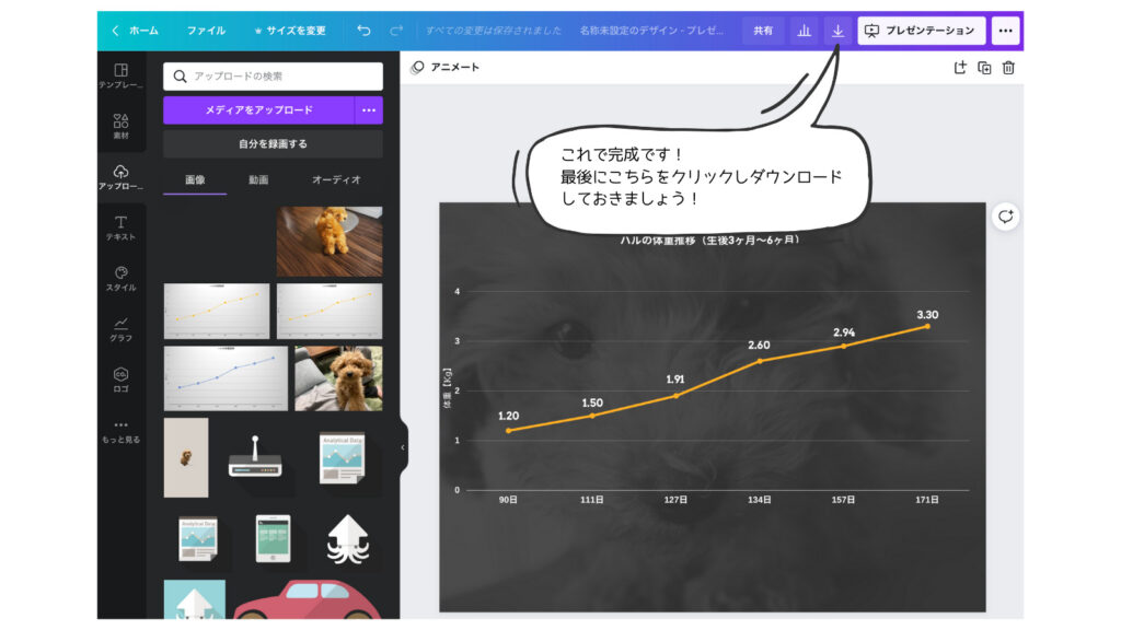 Canvaを使った折れ線グラフの作り方